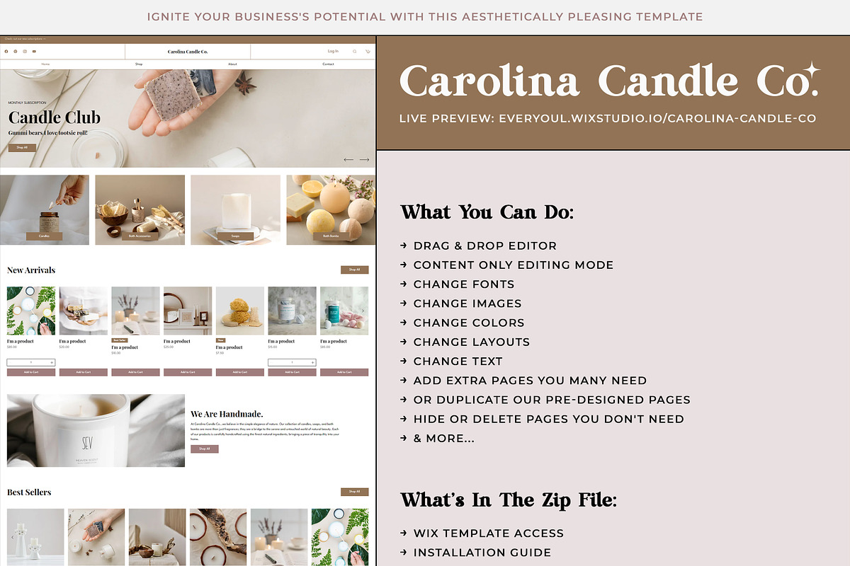 Carolina Candle Co. Wix Template, a Wix Template by Girl Boss From Home (Photo 2 of 6)