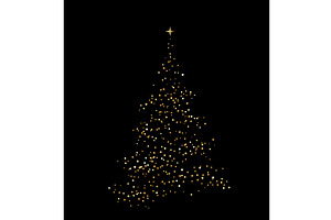 Gold Glitter Christmas tree with, a Texture Illustration by Marinstri