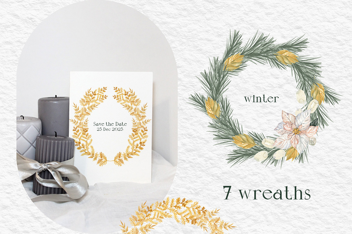LUXE CHRISTMAS Deep Green & Gold, a Decorative Illustration by Catch the Dream Art (Photo 4 of 13)