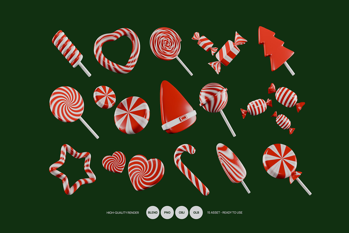 Christmas Candy Asset, an Object 3D Model by graphicook (Photo 1 of 2)