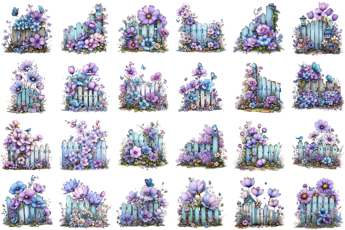 Spring Flower Fence Sublimation Clip, an Illustration by designcity5 (Photo 2 of 5)