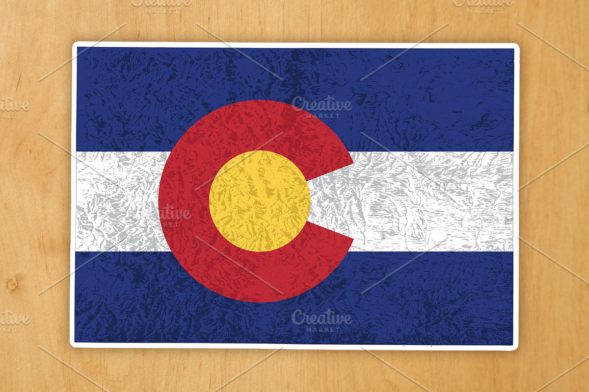 Colorado state silhouette flag map, an Illustration by Flavor Graphics
