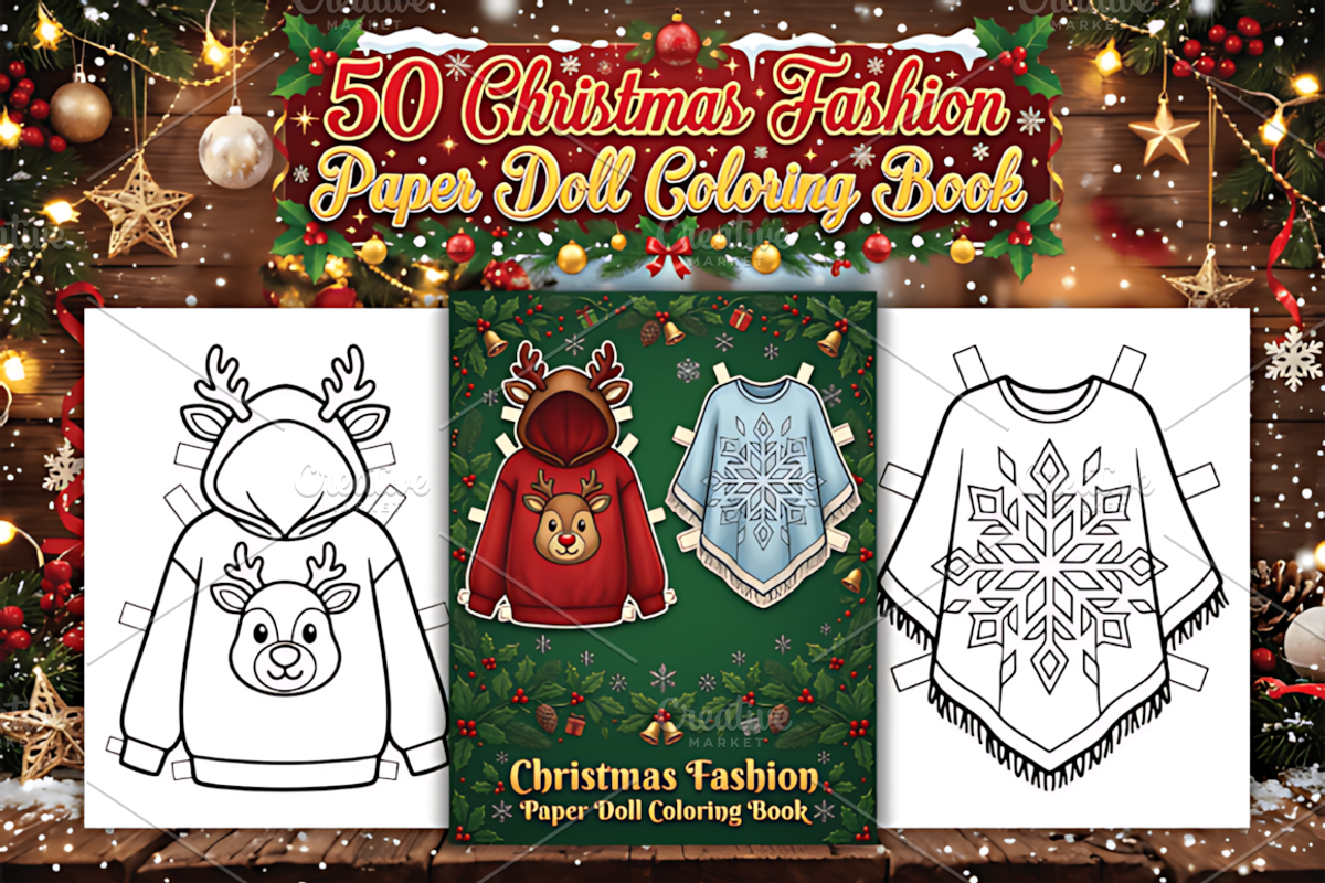 Christmas Fashion Paper Doll Book, a Seasonal Illustration by Design Station (Photo 2 of 3)