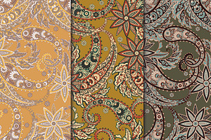 Damask Paisley floral fabric pattern, a Background Graphic by antalogiya