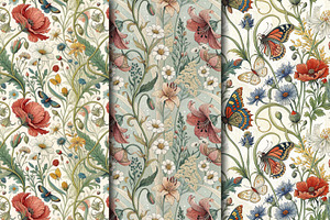 Botanic Garden Seamless Pattern Set