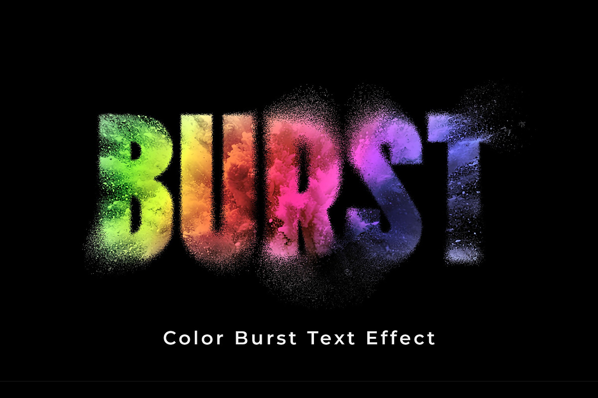 Color Burst Powder Text Effect, a Layer Style Add-On by studiogstock (Photo 1 of 2)