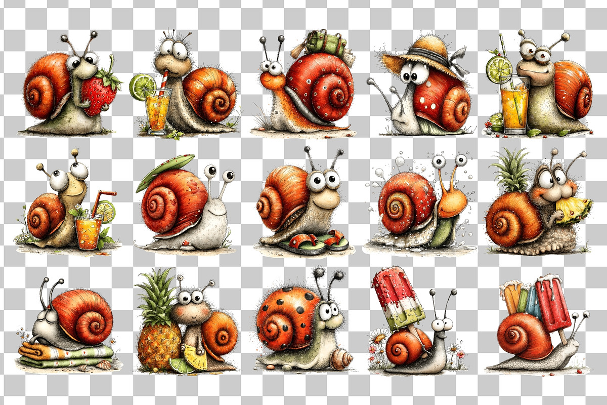 Summer Snail PNG Clipart Watercolor, a Seasonal Illustration by Nicolle's Colorful Art (Photo 3 of 4)