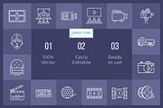 Cinema-Movie Line Icons V2, an Outline Icon by Jumbo Icons (Thumbnail 2 of 5)