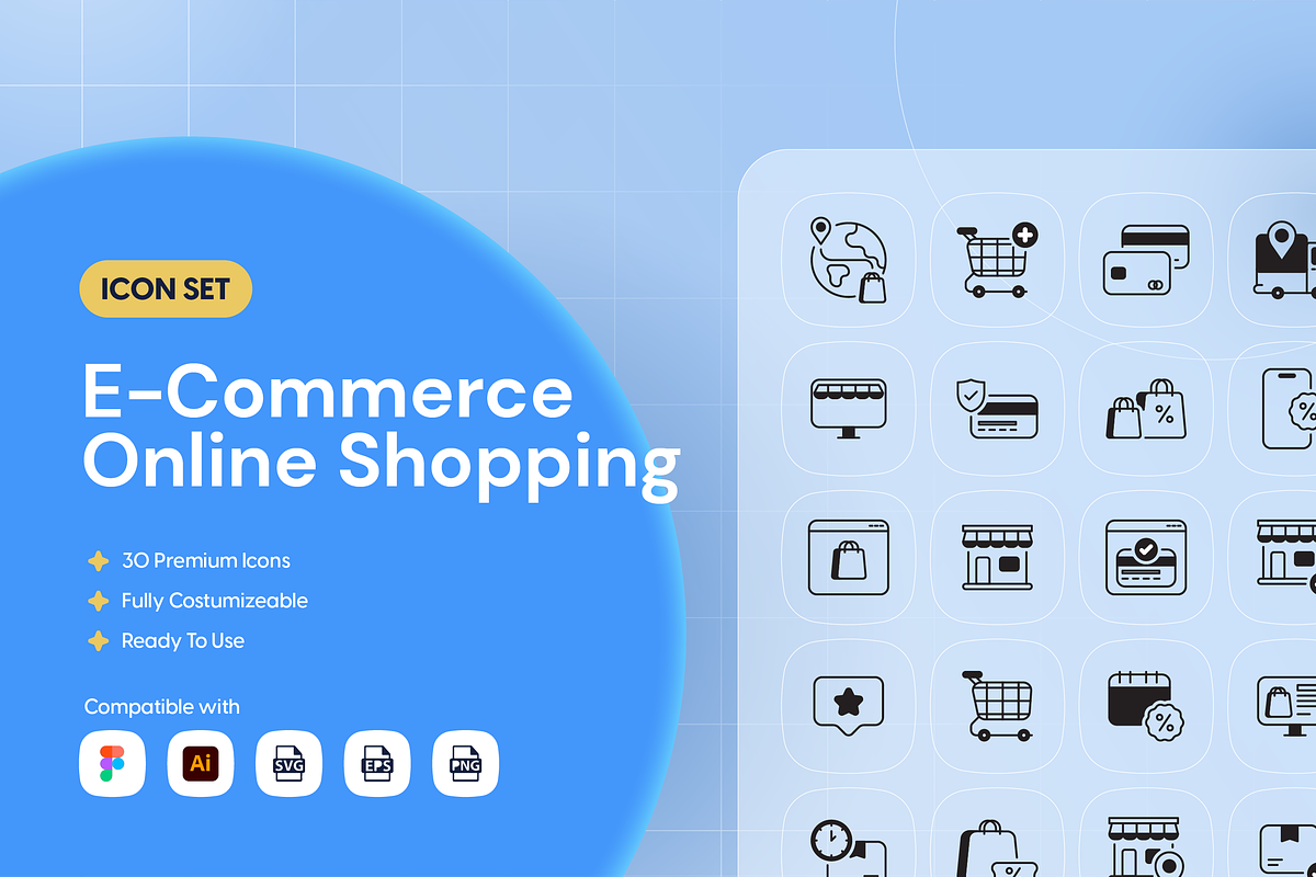 E-Commerce Online Shopping Icon Set, an Outline Icon by Nathaya Studio (Photo 1 of 2)