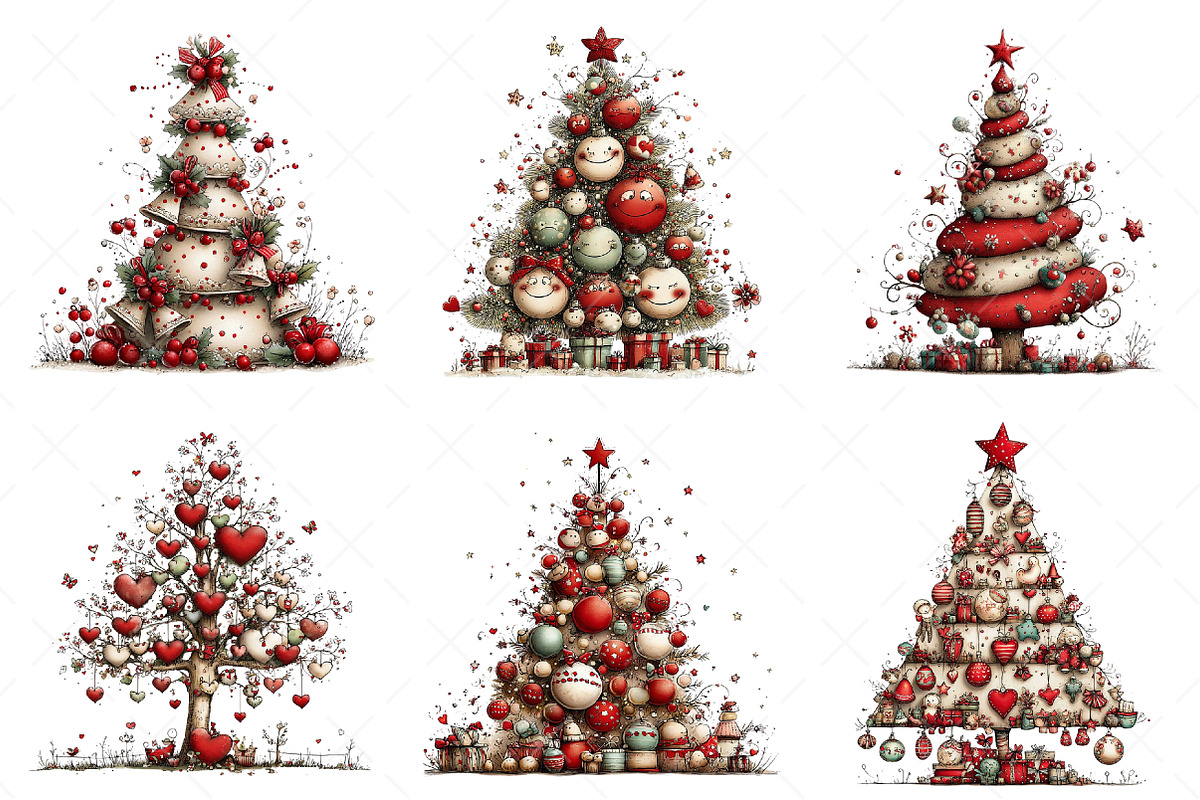 Whimsical Christmas Tree Clipart Png, an Illustration by Craft Nest (Photo 5 of 10)