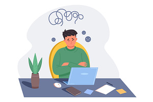 Student problem at computer, an Education Illustration by Stock-Smart-Start