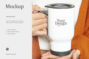 White Travel Mug Mock Up, a Mockup by ariodsgn