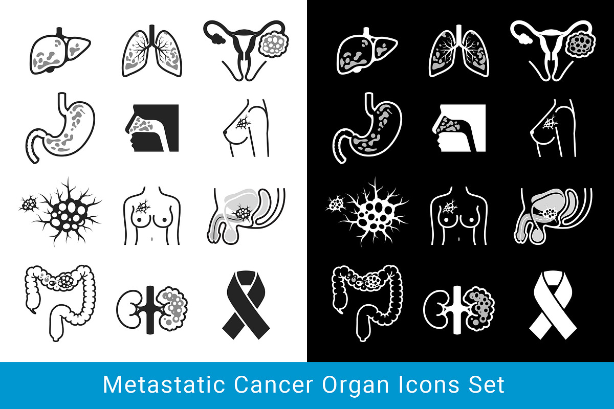 Metastatic Cancer Organ Icons Set, an Icon by Graphixmania