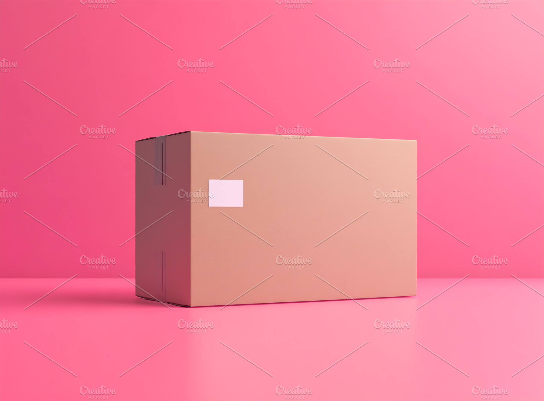 Cardboard box on pink background, a Photo by Beautiful things