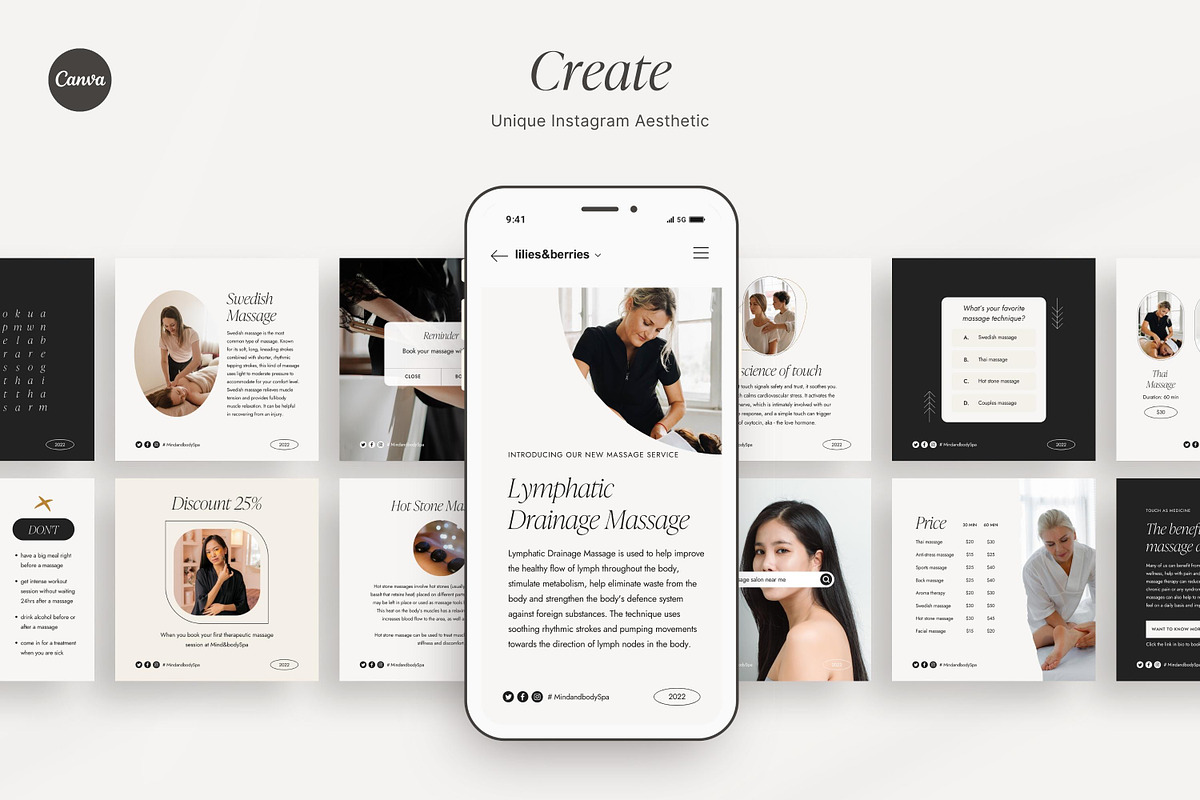 Canva Massage Therapist templates, a Social Media Template by LiliesandBerries (Photo 12 of 21)