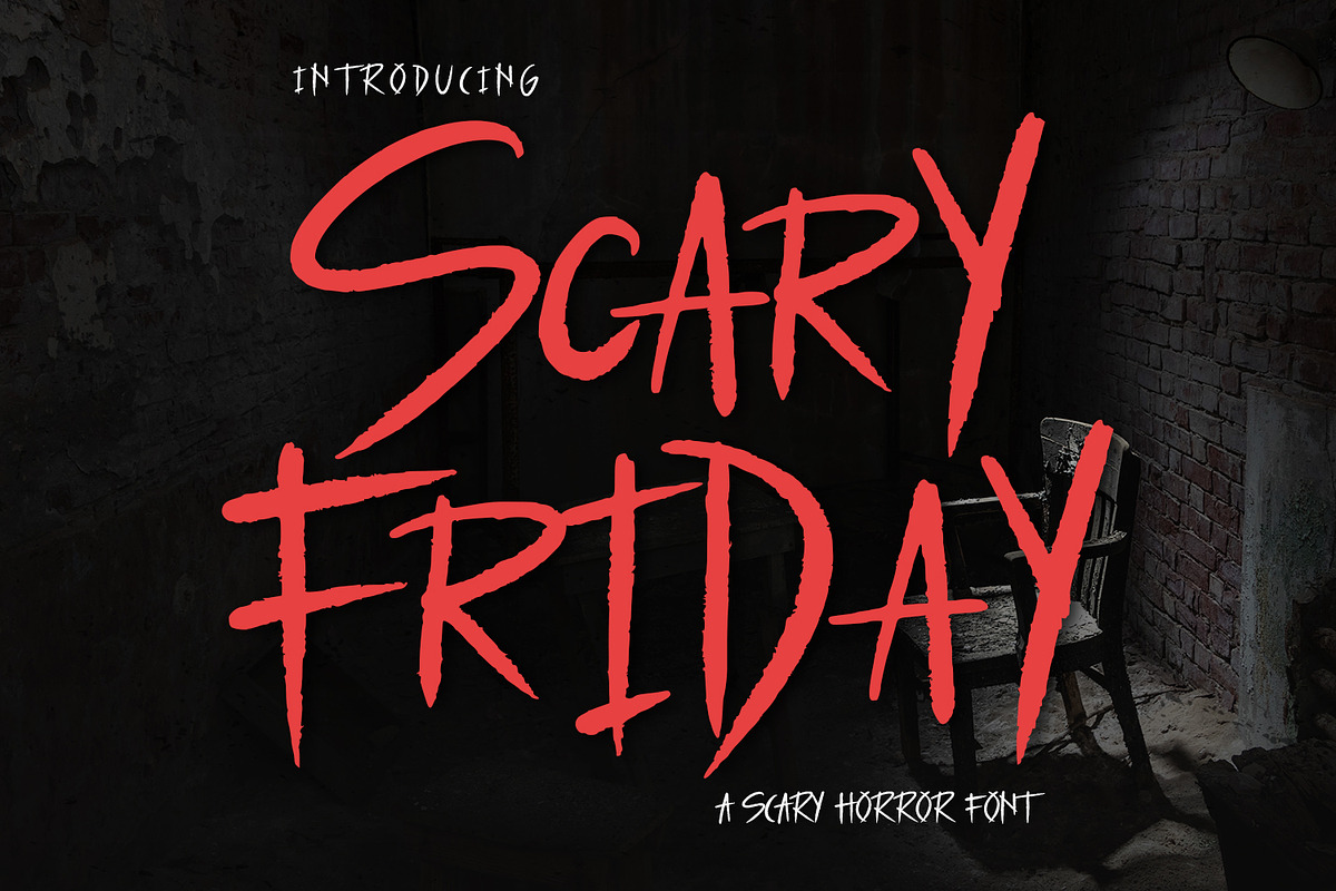Scary Friday - Horror Display Font, a Script Font by Alpaprana (Photo 1 of 11)