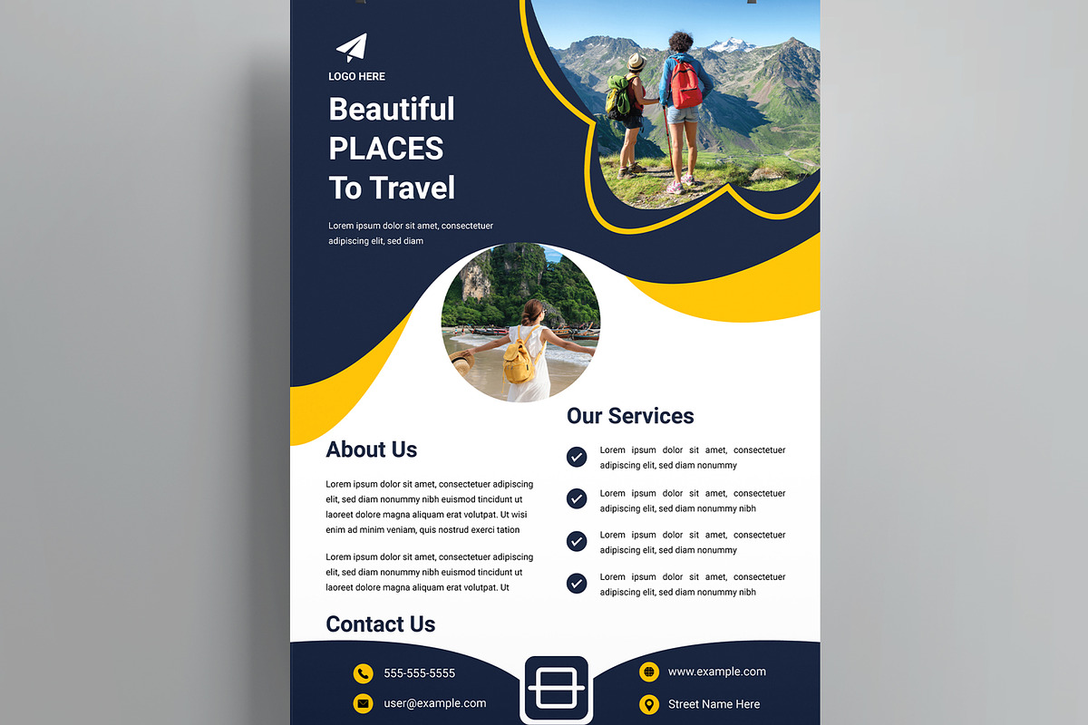 Travel Agency Flyer Template, a Flyer Template by MightyDesign (Photo 2 of 7)