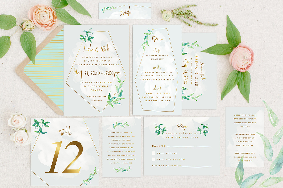 Botanical Wedding Invitation Suite, an Invitation Template by With Love Ethel (Photo 1 of 7)