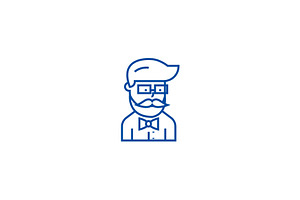 Hipster Beard Man Avatar Line Icon