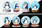 Penguin Snow Globe Clipart, a Graphic by Artnoy (Thumbnail 2 of 5)