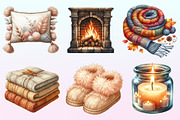 Watercolor Cozy Evening Clipart, a Graphic by CitraGraphics (Thumbnail 2 of 4)