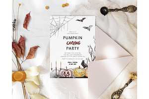 Halloween Pumpkin Carving Invitation