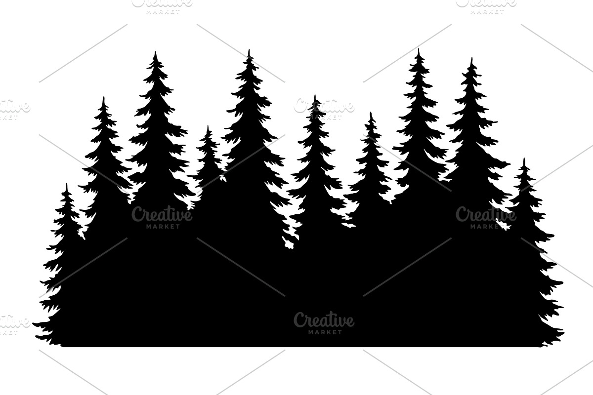 Fir trees silhouettes, an Illustration by Things for designers