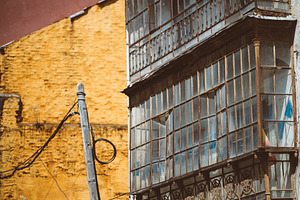 Vintage glass balcony facade, an Architecture Photo by SkyNext