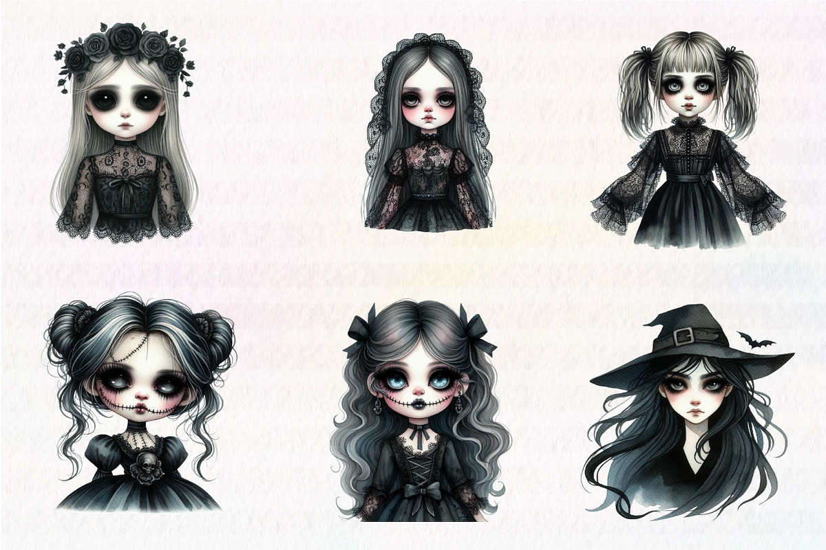 Halloween Girl Watercolor Clipart, an Illustration by CreationArt (Photo 3 of 4)