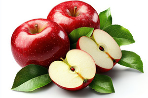 Ripe red apple fruit with apple half, a Food & Drink Photo by Pixeness Studio