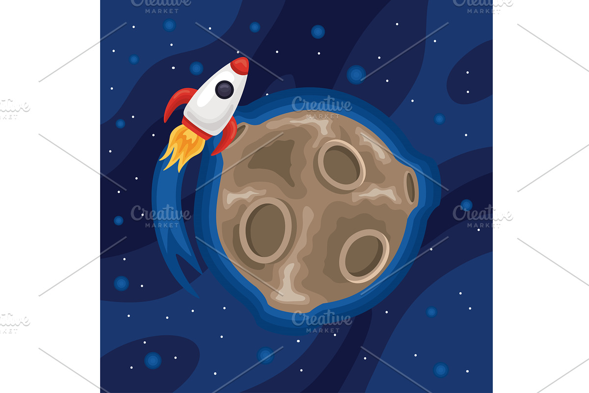 rocket and planet space, an Illustration by studiogstock