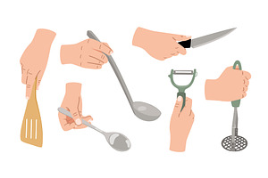 Hands holding kitchen utensils, a Food Illustration by Stock-Smart-Start