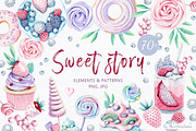 Sweet dessert watercolor set, a Food Illustration by MariArtySpace (Thumbnail 1 of 8)