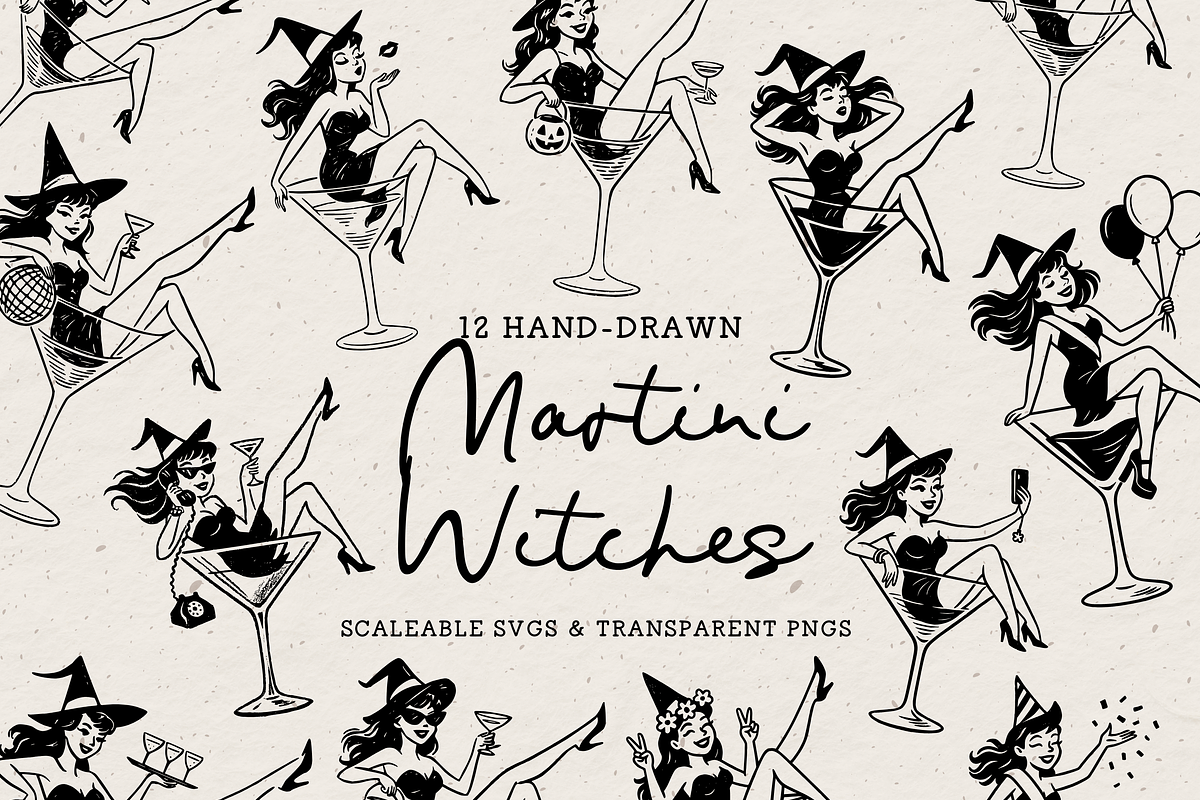 Martini Witch Clipart, Halloween, an Object Illustration by The October Creative (Photo 1 of 6)