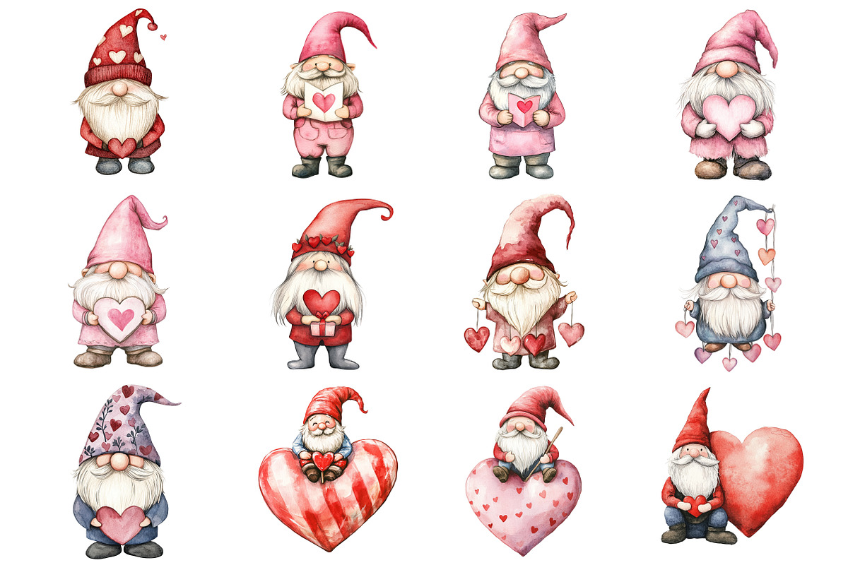 Valentines Gnome Clipart, an Illustration by Design Market (Photo 2 of 3)