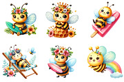 Cute Cartoon Bees Summer Clipart, an Illustration by DreamArtGraphic (Thumbnail 3 of 4)