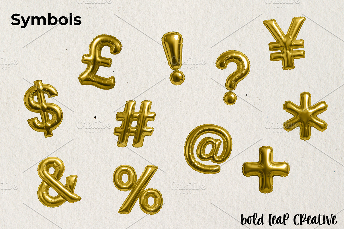 Gold Foil Balloon Pack, an Object Graphic by Bold Leap Creative (Photo 5 of 9)