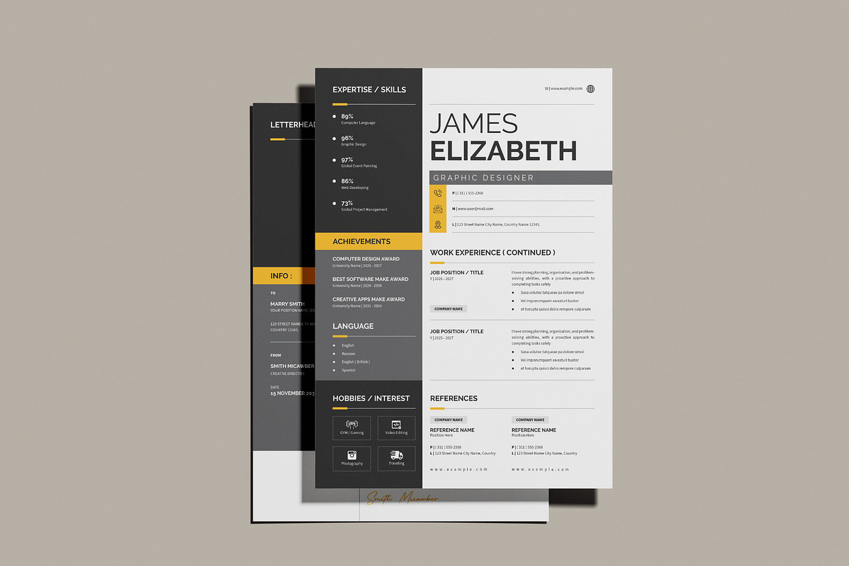 Modern Resume Template CV Letterhead, a Resume Template by NorthPeak (Photo 5 of 6)