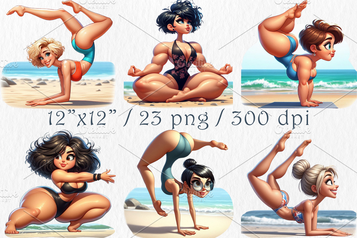 Quirky Yoga Girl Clipart Bundle., a Healthcare Illustration by GalaDesign03 (Photo 2 of 6)