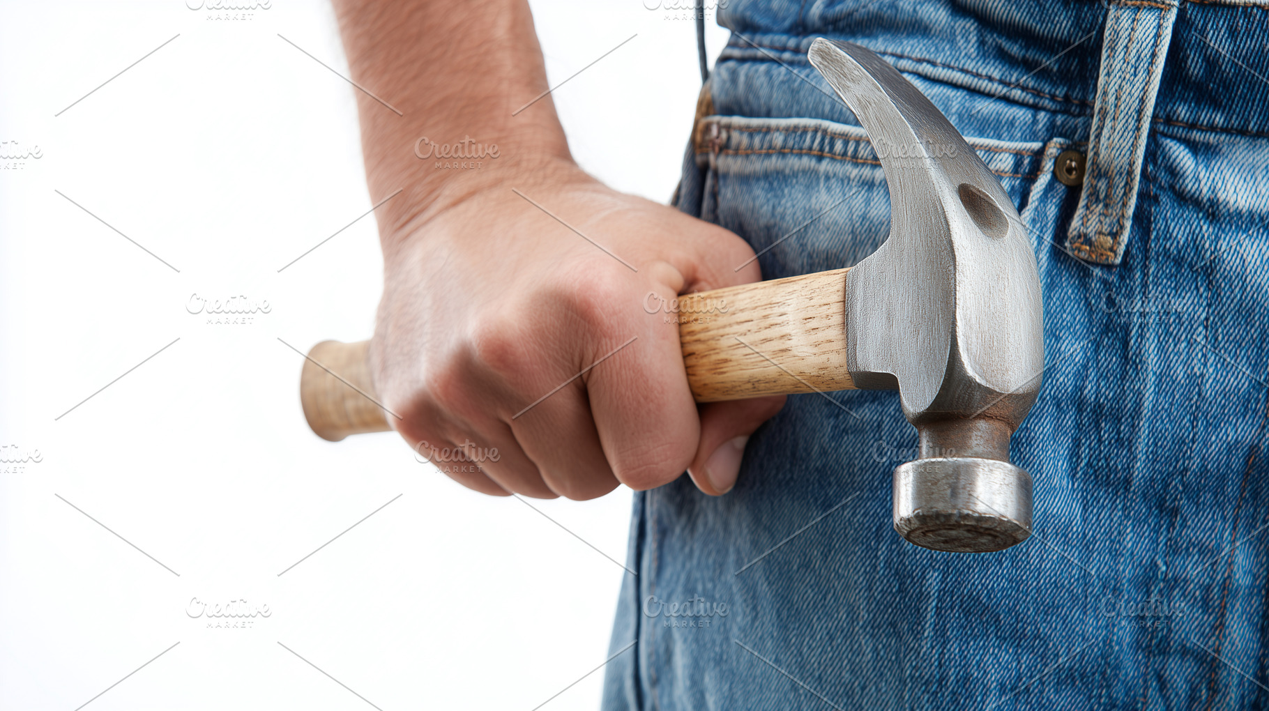 Close up of a man holding a hammer, a Person Photo by MistyDay
