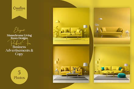 Monochrome Yellow 8 Living Rooms