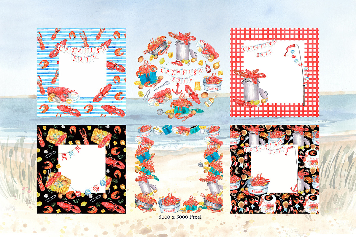 Seafood, Crawfish Boil, a Food Illustration by JennyColorArt (Photo 4 of 10)