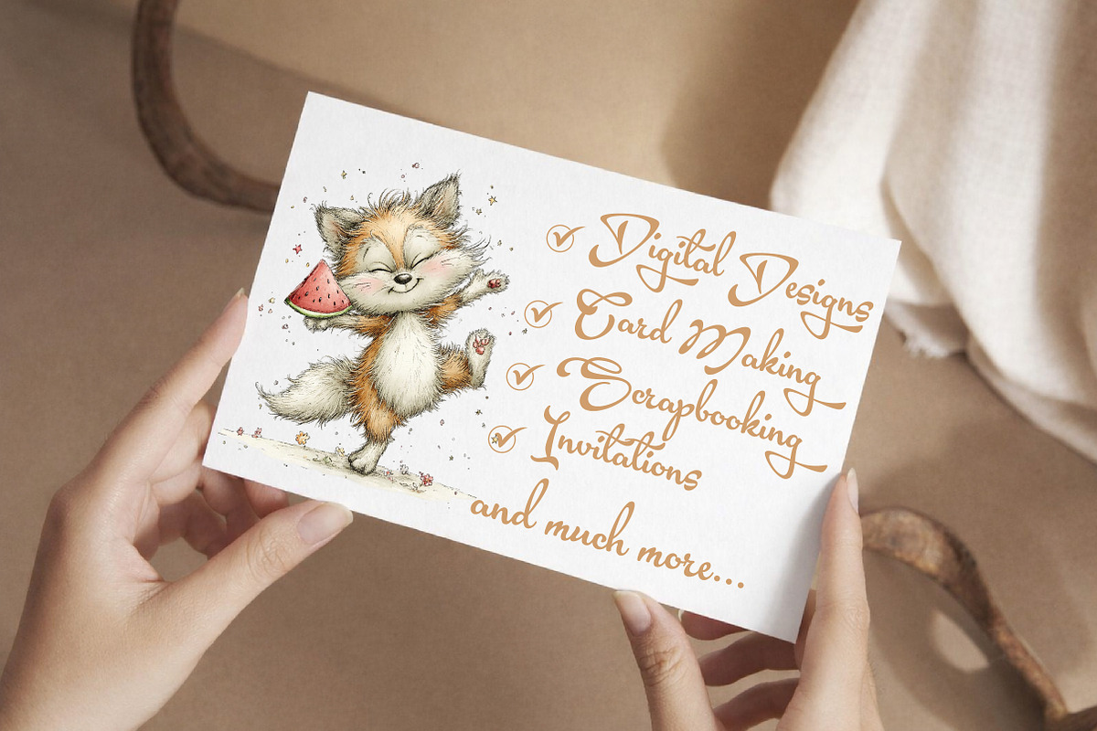 Summer Fox Enjoy Watermelon Clipart, an Illustration by Libby Wishes (Photo 2 of 7)