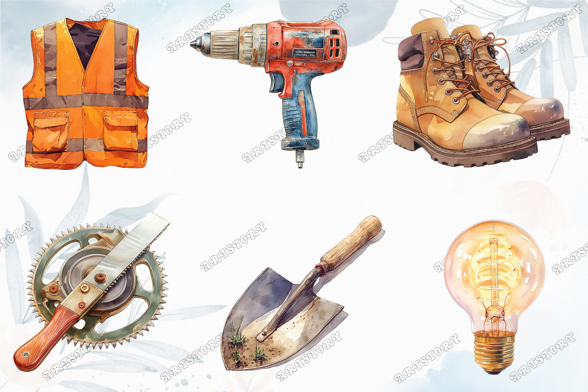 Labor Day Watercolor Clipart, an Illustration by designcity5 (Photo 2 of 5)