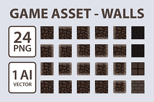 Wall sprites for 2D game design, a Pattern Graphic by dacascas