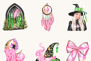 Neon Witch Clipart Bundle, a Seasonal Illustration by BusyDaydesign (Thumbnail 5 of 9)