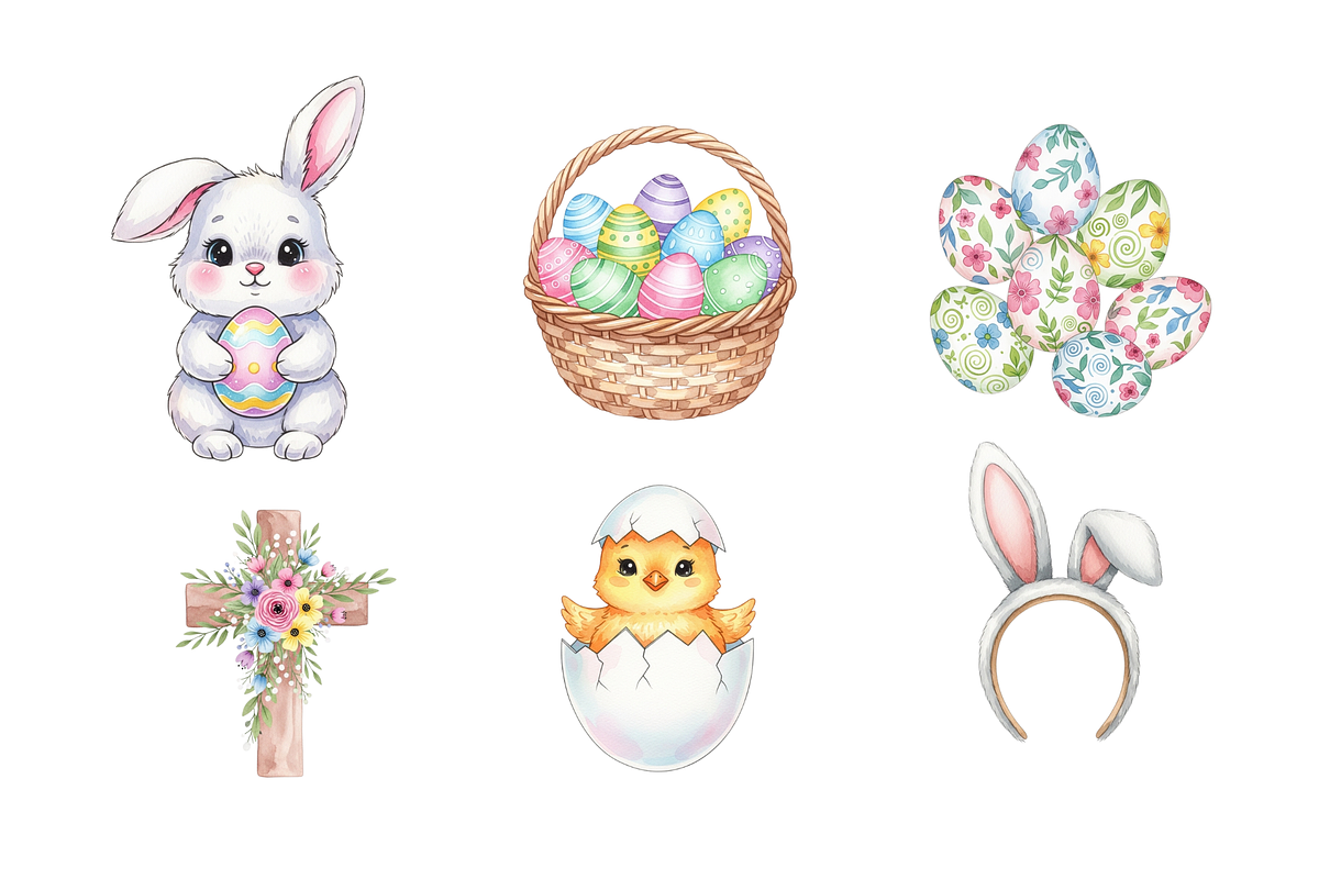 Watercolor Easter Clipart, a Seasonal Illustration by BerryPieArt (Photo 4 of 4)