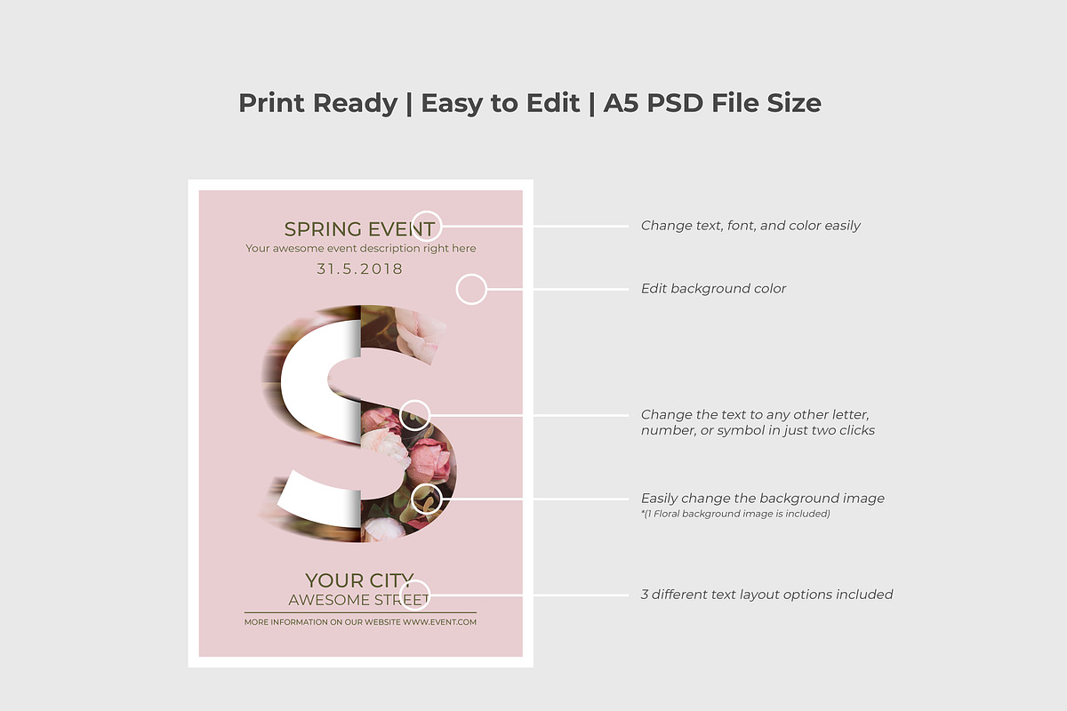 5 Floral Poster Flyer Pack, a Flyer Template by RCDesigns (Photo 3 of 6)