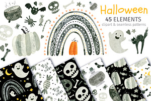 Halloween Clipart, Rainbows, Pattern, a Graphic by Valin Malin