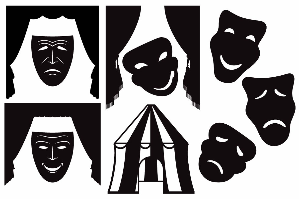 Set of theatrical masks, a Decorative Illustration by LineworkStock (Photo 2 of 3)